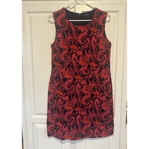 Lands End Colorful Floral Shift Stretch Dress Knee Length Size 12 Pockets